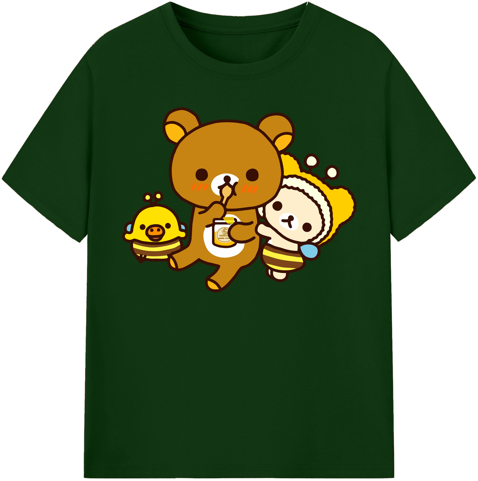 （画像用） リラックマ リラックマ キイロイトリ Rilakkuma Korilakkuma Kiiroitori 綿100％半袖Tシャツ（フロントプリント）